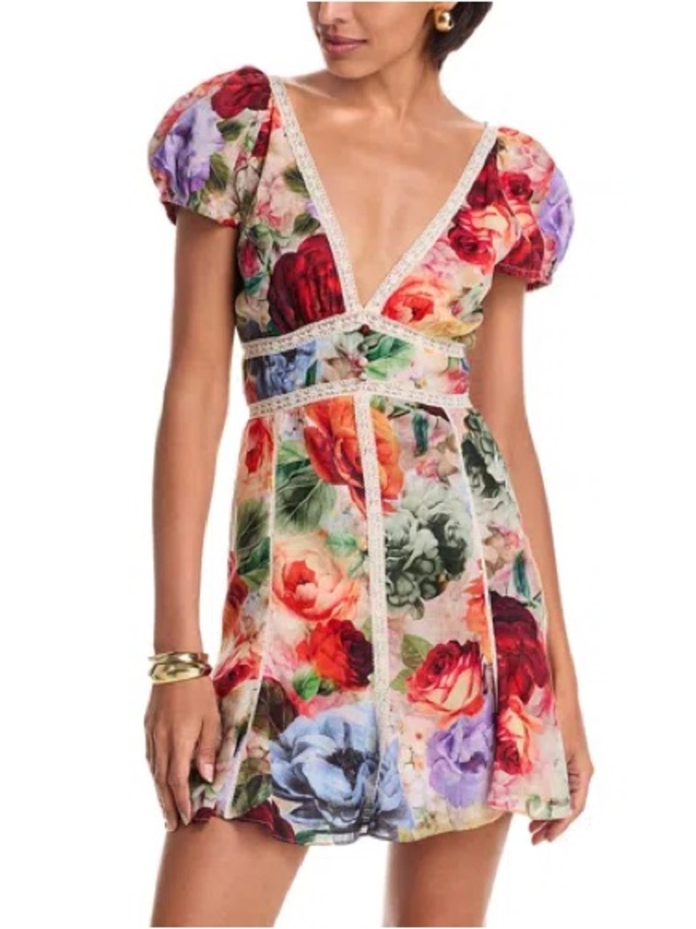NWT Alice + Olivia Rose Floral Print Mini Dress; Size 10; $149